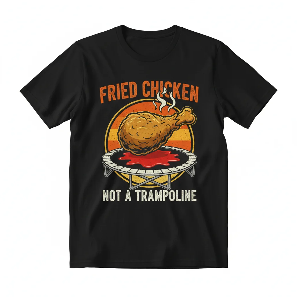 Divertido Camiseta "Pollo Frito No Es un Trampolín" - Playera Casual