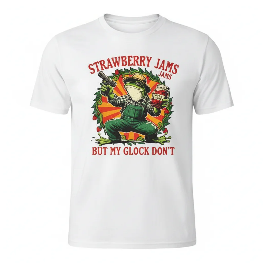 Divertida Camiseta de Algodón Frog Meme y Fresa - Diseño Único con Humor