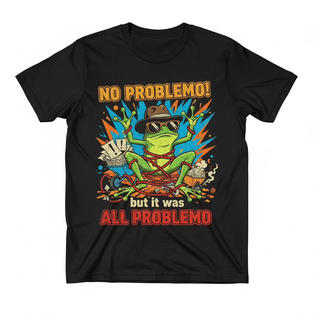 Divertida Camiseta Frog No Problemo Todo Problemo Algodón Ring-Spun