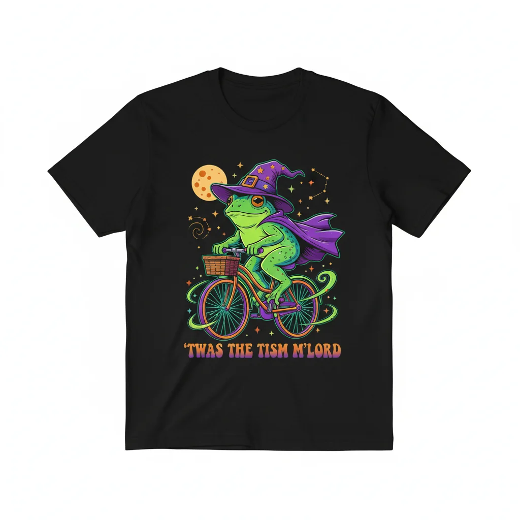 Whimsical Frog Witch Bicycle Ride: 'Twas The Tism M'Lord Shirt