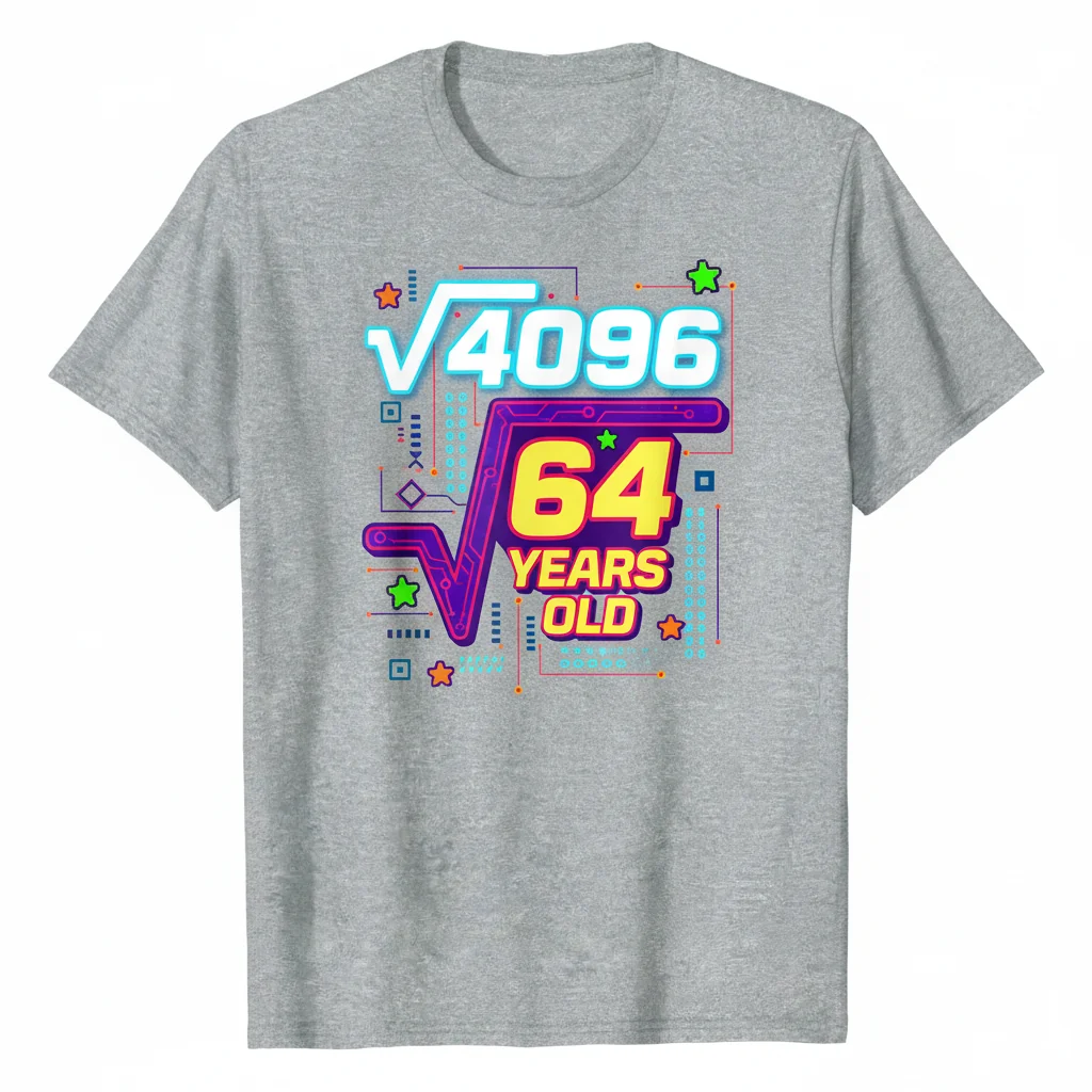 Durable & Comfy: Funny 64th Birthday Math Design - Square Root 4096 T-Shirt