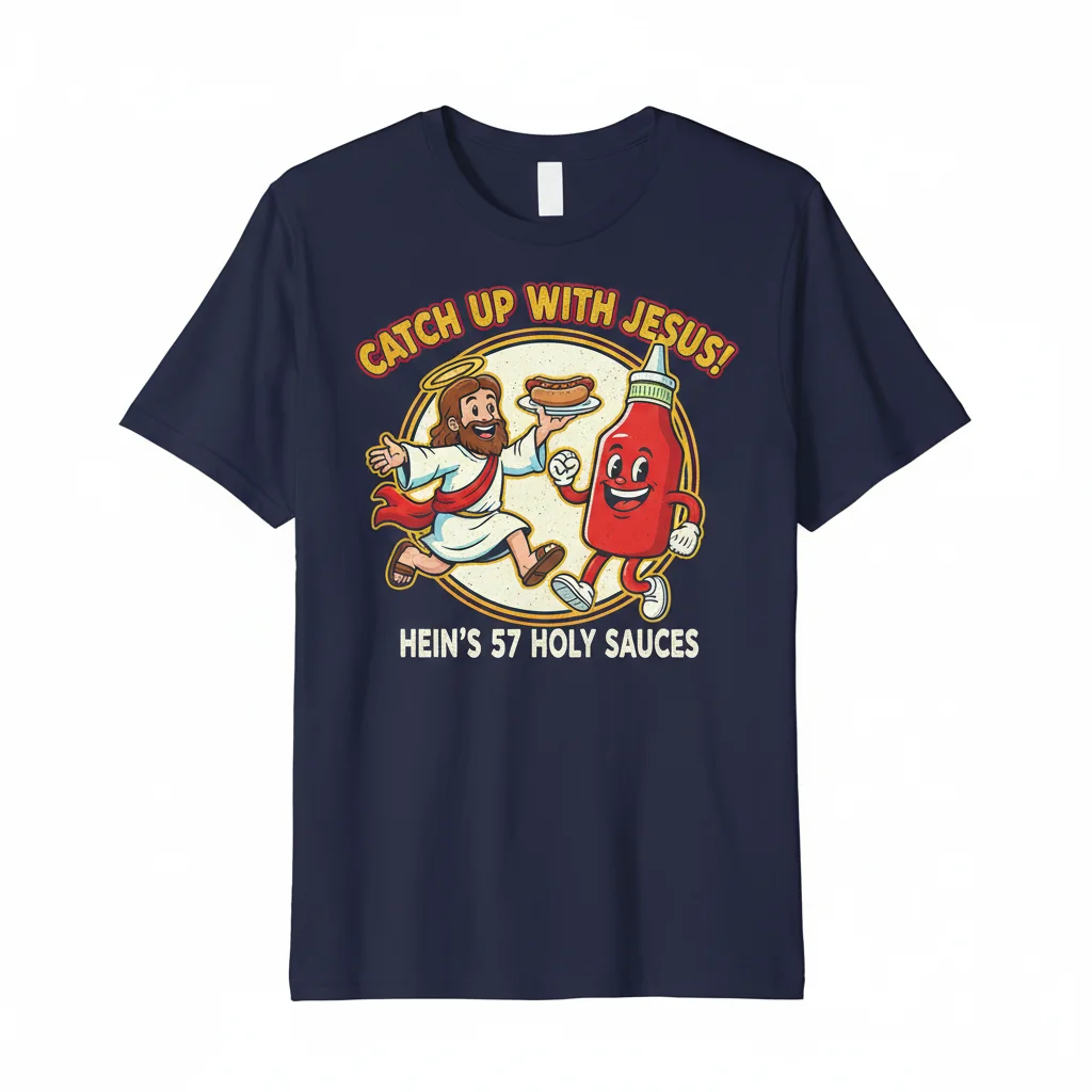 Divine Humor: The "Catch Up With Jesus Ketchup" Essential T-Shirt