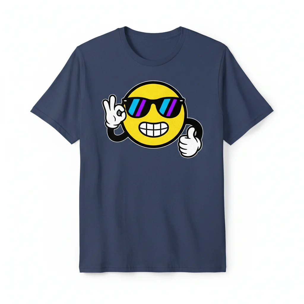 Cool Guy Sunglasses Thumbs Up Emoticon T-Shirt - Premium Cotton Tee