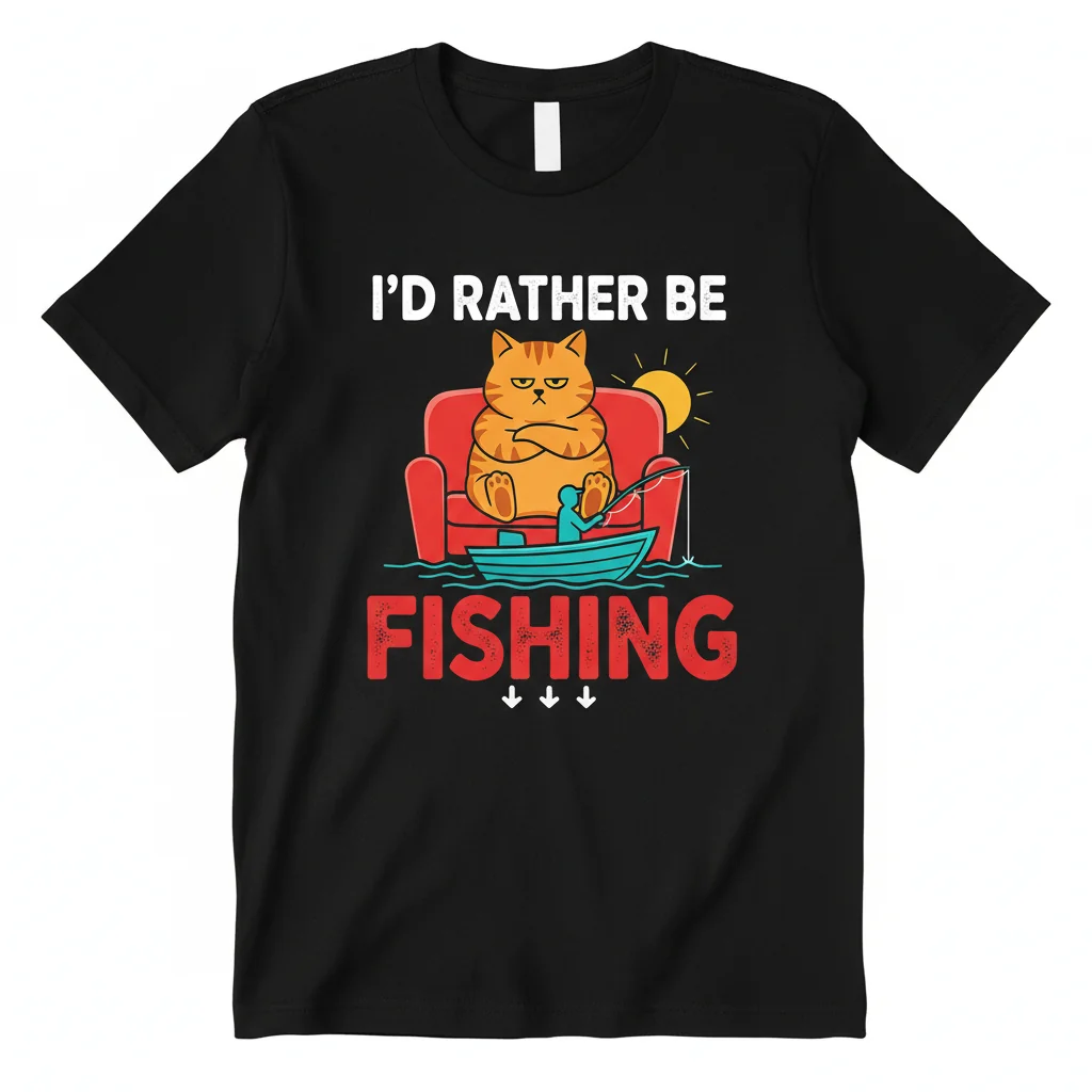 Funny I'd Rather Be Fishing Meme Essential T-Shirt - Premium Cotton Tee