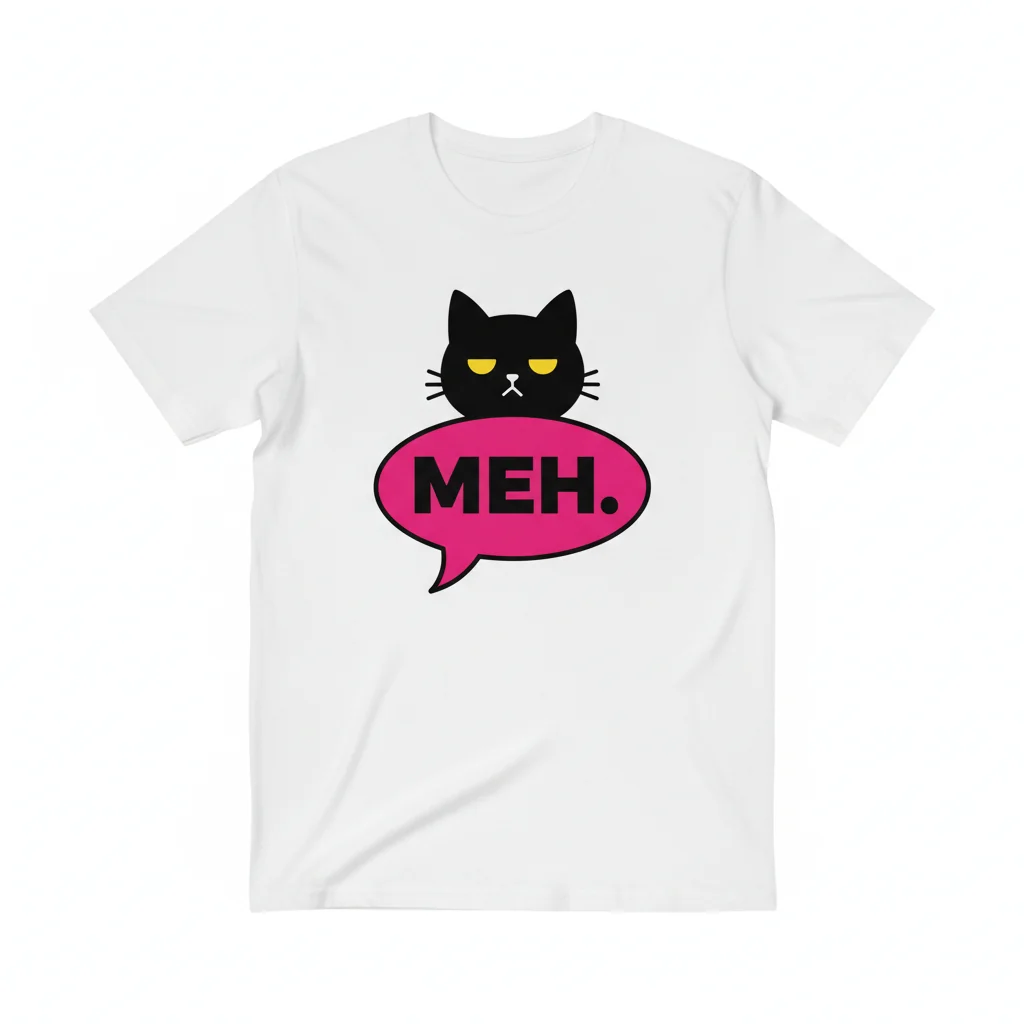 Funny Meh Cat Gift T-Shirt for Cat Lovers – Essential Ring-Spun Cotton Tee