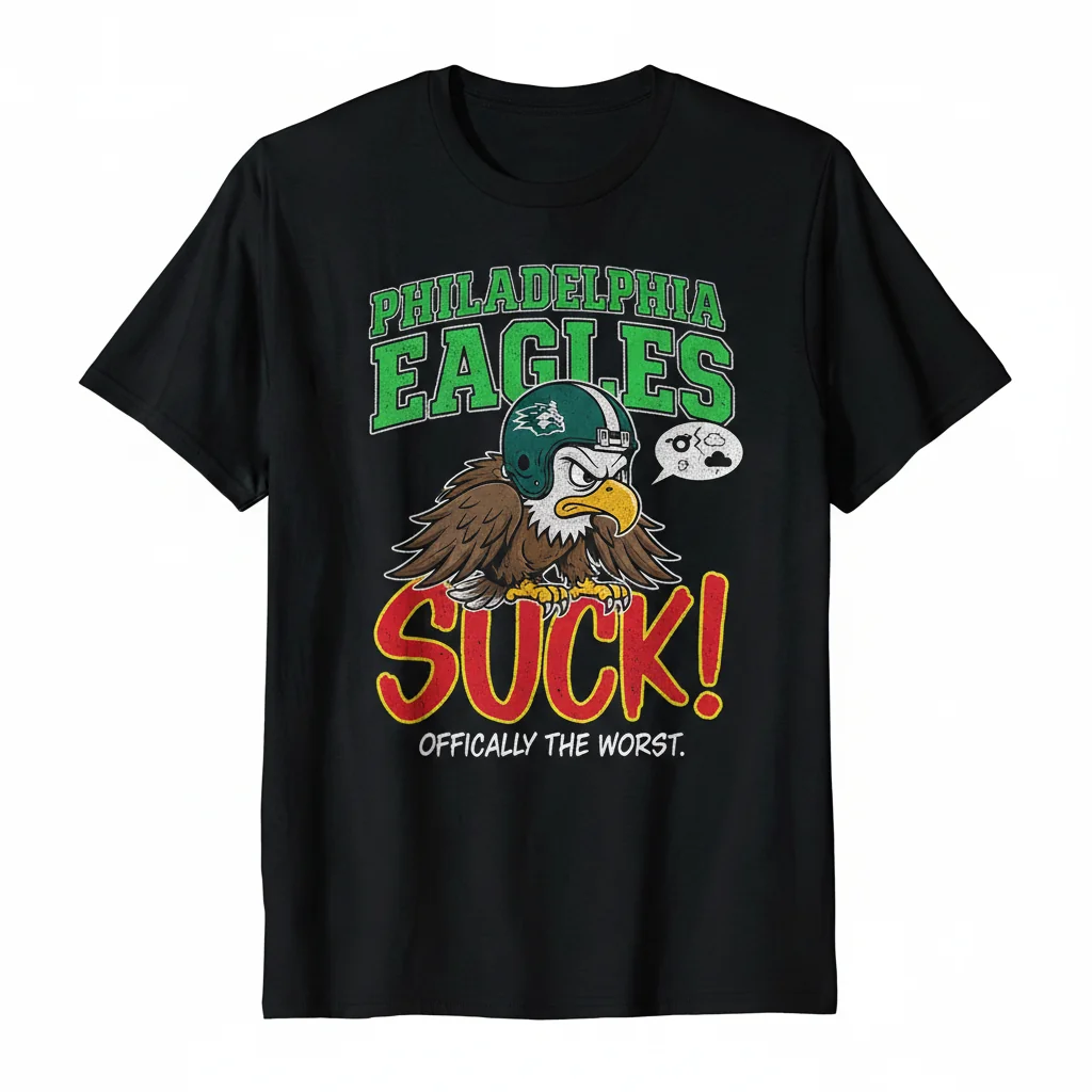 Divertida Camiseta Esencial "Philadelphia Eagles Apestan" - 100% Algodón Ring-Spun