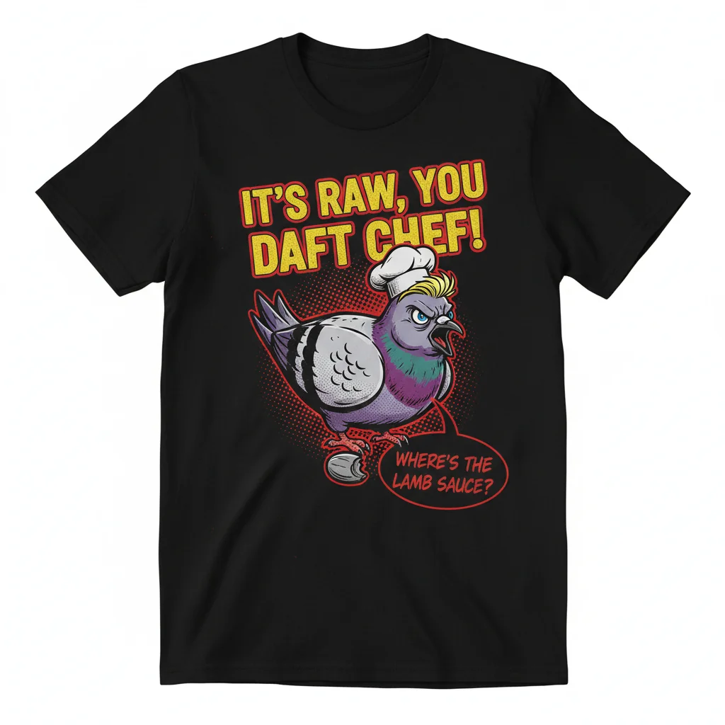 Divertida Camiseta Esencial Meme Paloma Gordon Ramsay - 100% Algodón Peinado Anillado