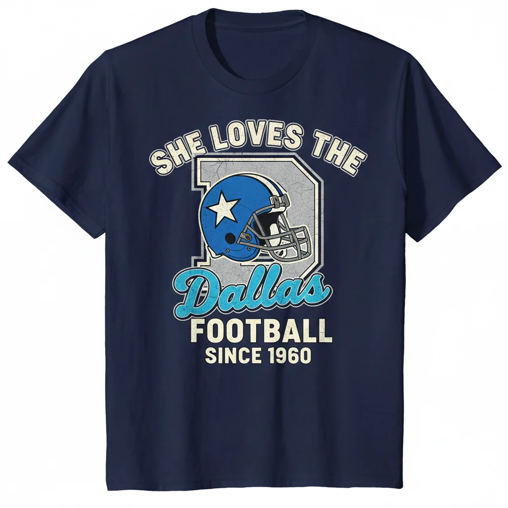 Funny Retro "She Loves The D" Dallas Football T-Shirt - Unisex Vintage Style Tee