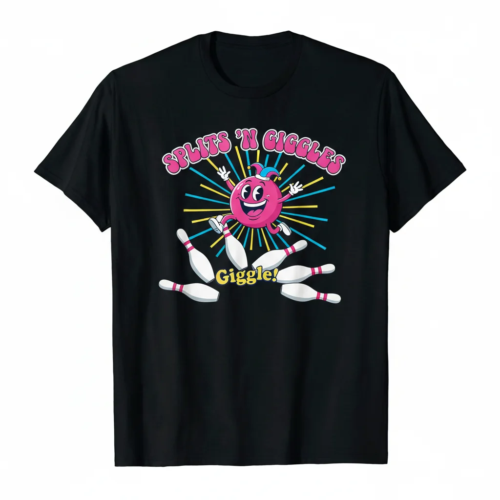 Funny Splits'n Giggles Bowling Team T-Shirt - Essential Bowler Sports Player Tee