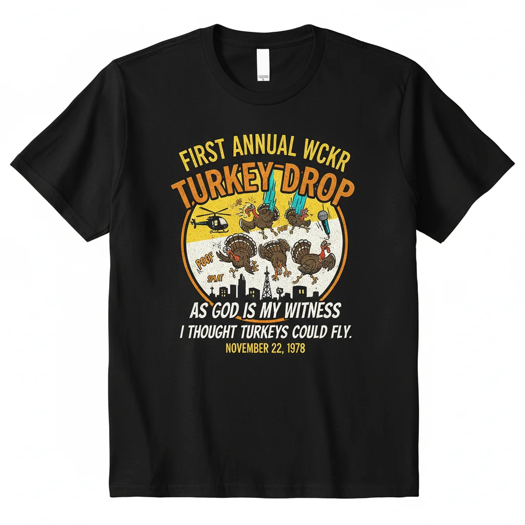 WKRP Turkey Drop "Thought They Could Fly" Tee