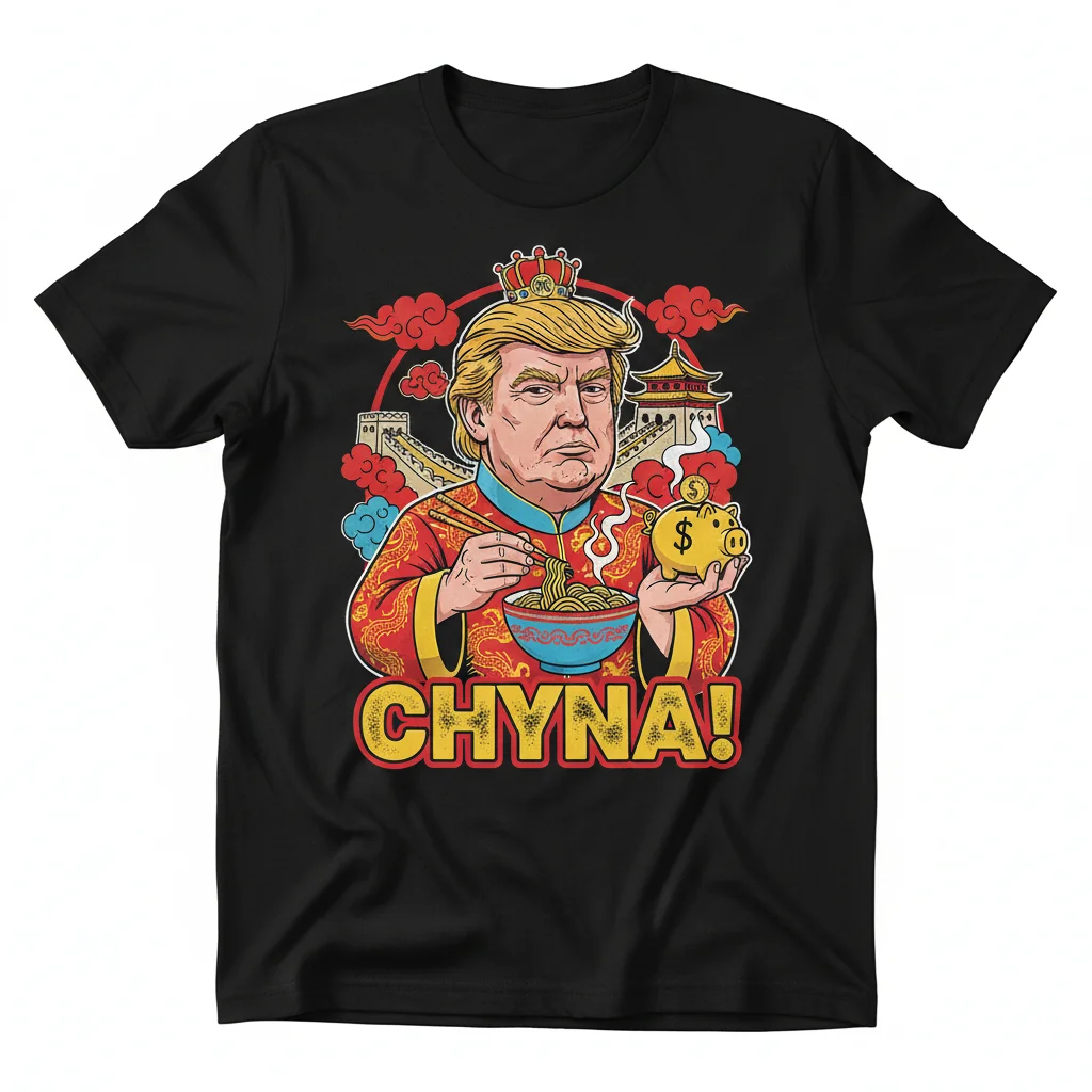 Divertida Camiseta Esencial "Trump Chyna" – Algodón Peinado, Ajuste Retail