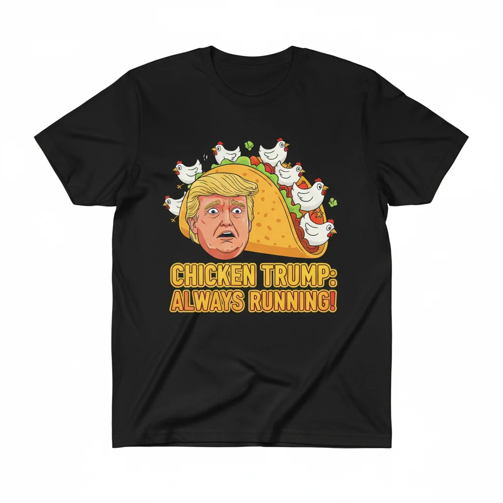 Divertida Camiseta Meme Trump Taco 'Trump Siempre Huye' - Algodón Hilado Anillo
