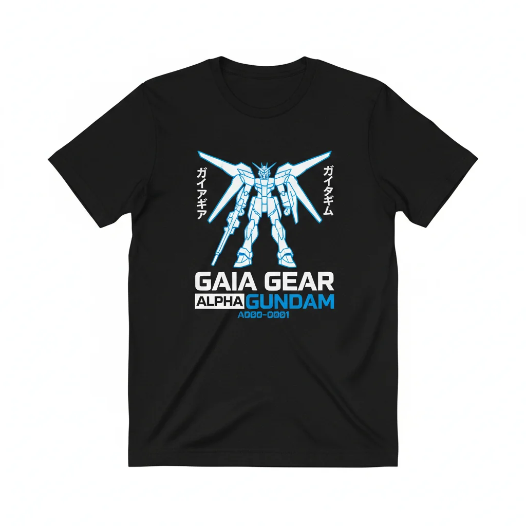 Gaia Gear Alpha Gundam A000-0001 Black White Streetwear Essential T-Shirt