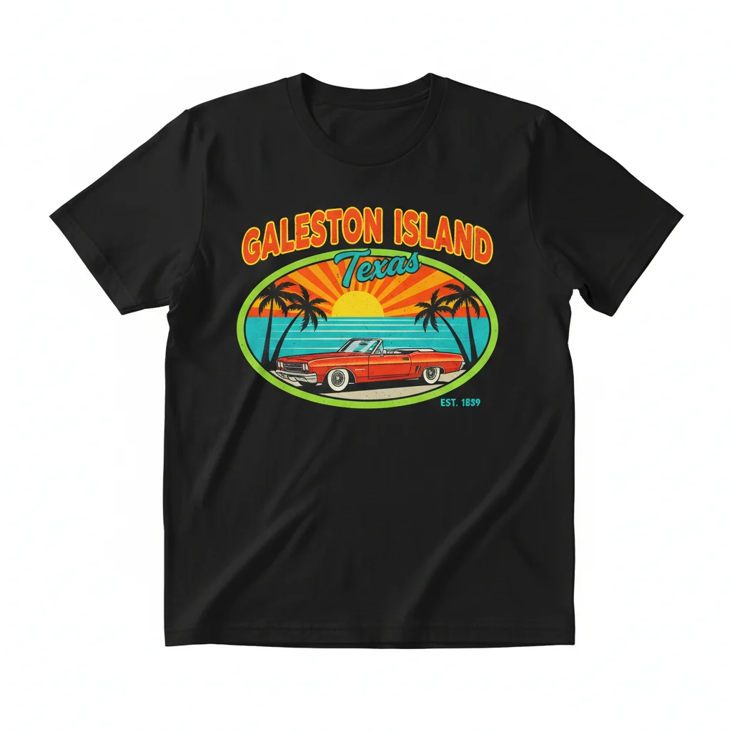 Galveston Island Texas Retro T-Shirt: Wear Your Island Heart