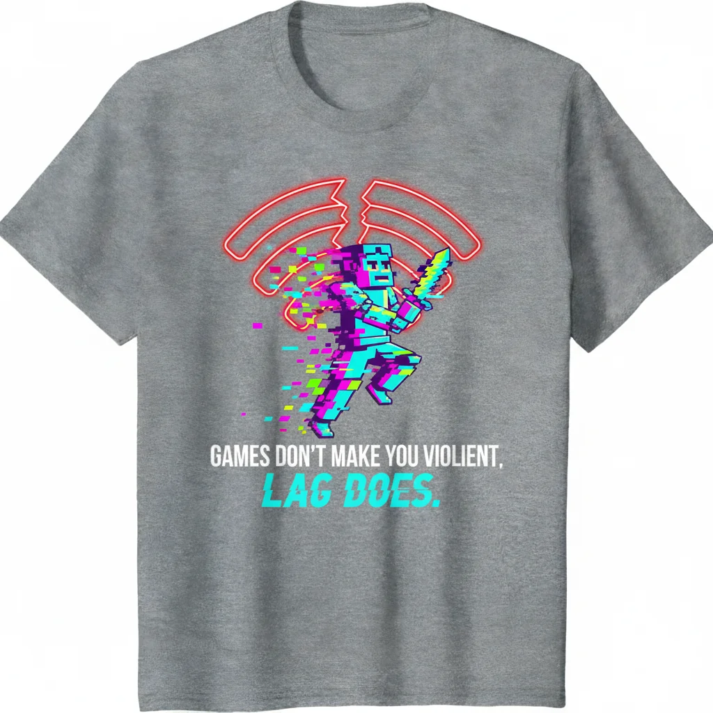T-shirt Essentiel "Games Don't Make You Violent, Lag Does" - Confort & Durabilité