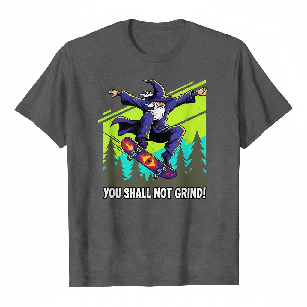 Gandalf Skateboarding T-Shirt | Funny Lord of the Rings Meme Tee