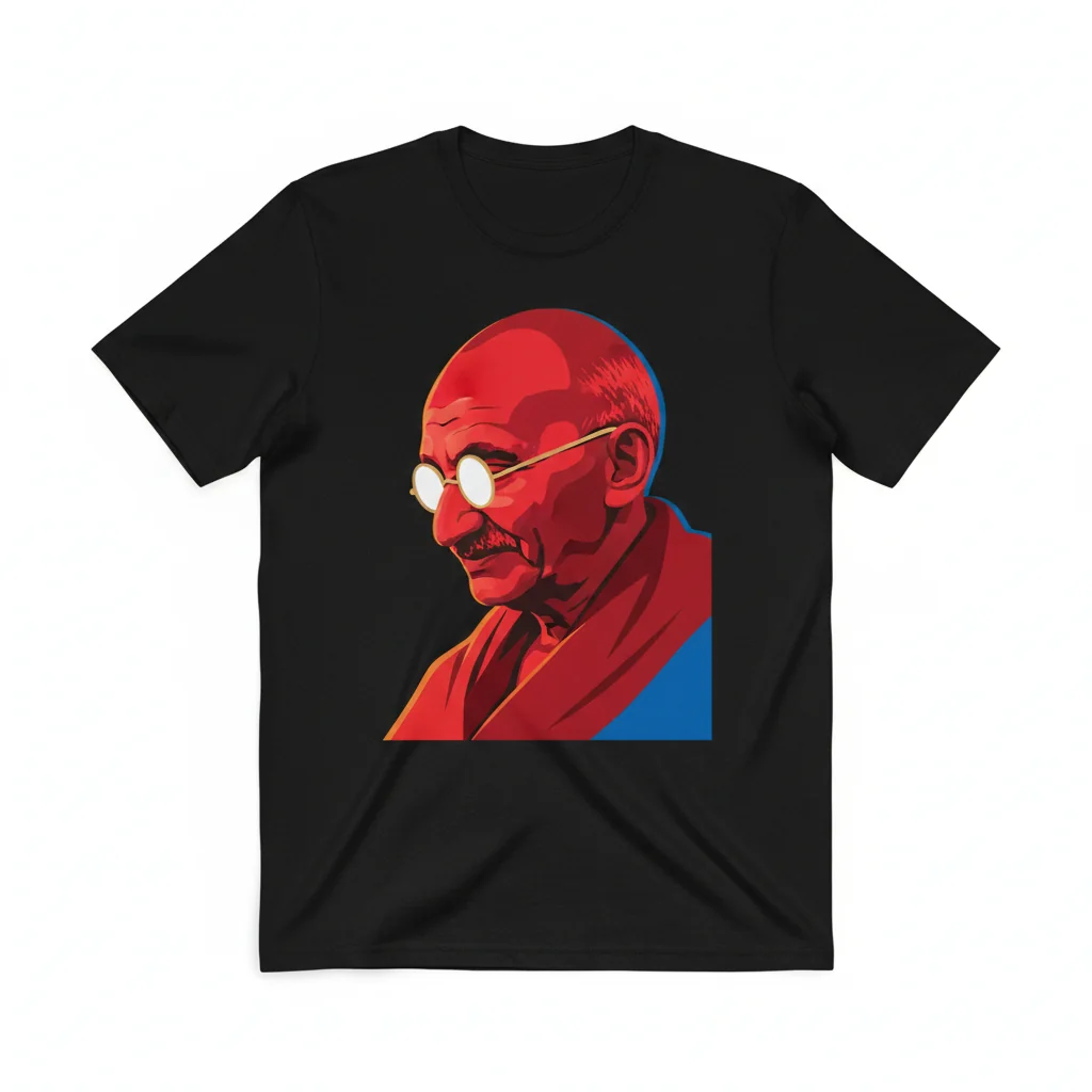 Redefine Your Wardrobe: "Gandhi in Red" Essential T-Shirt – Unbeatable Durability & Style