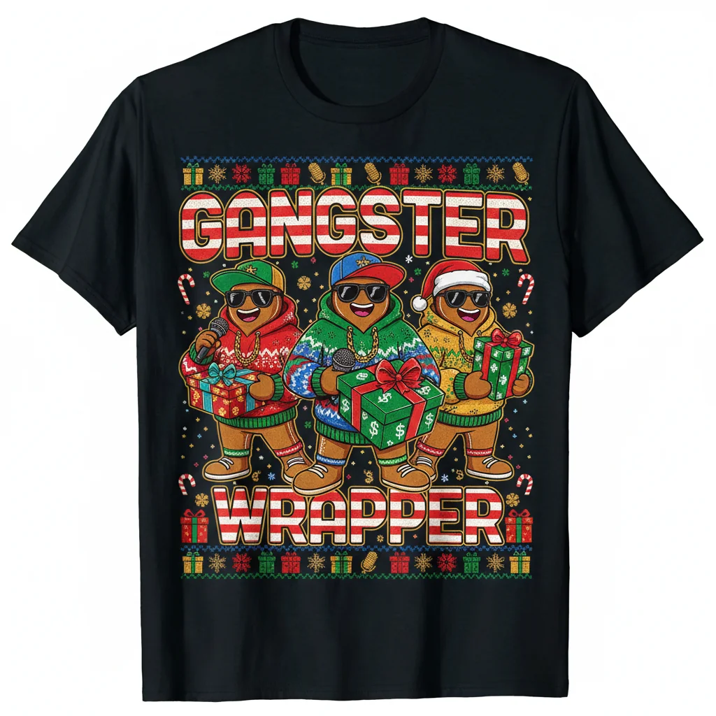 Gangster Wrapper Christmas Shirt | Funny Ugly Christmas Pun Tee