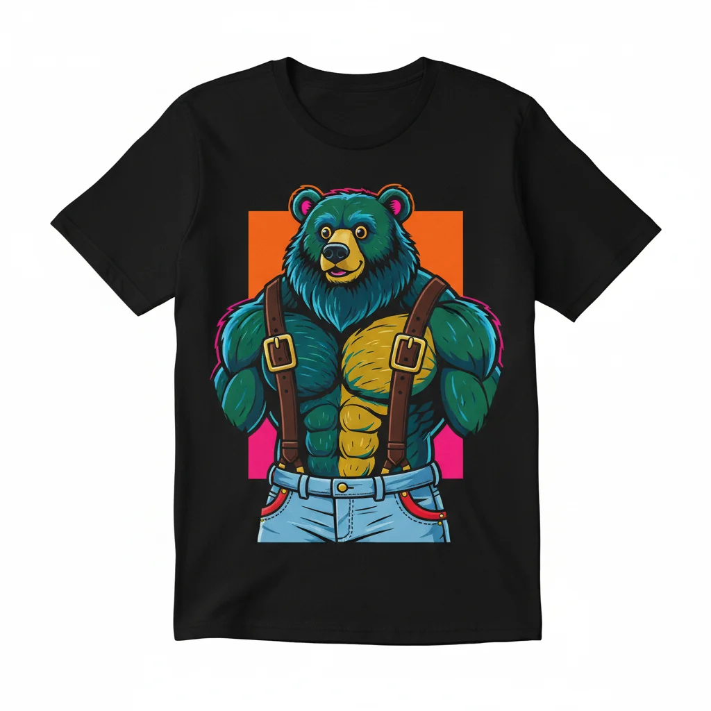 Embrace Your Strength: The Muscle Bear & Suspenders Premium Tee