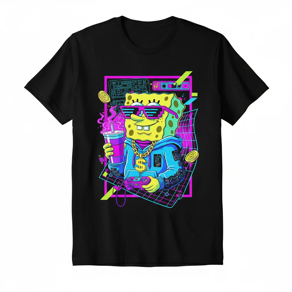 Dripped Out Spongebob T-Shirt: Fade-Resistant & Perfect Fit