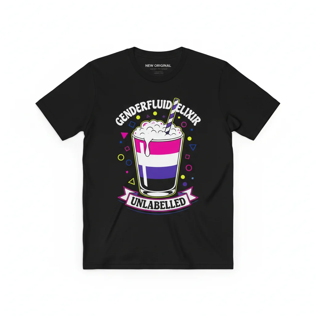 Camiseta Esencial Bebida Fluida de Género - 100% Algodón Peinado, Ajuste Retail