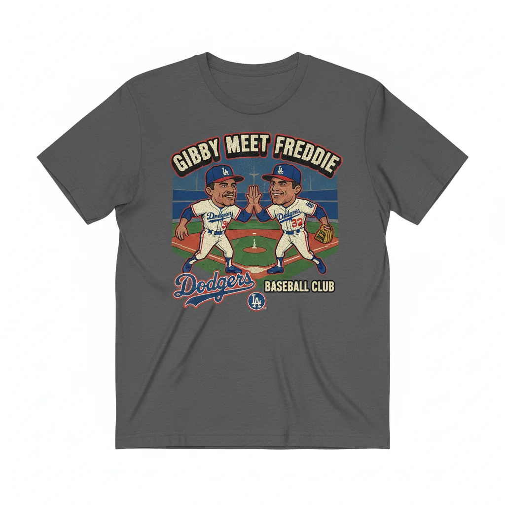 Dodgers Legends: Gibby Meets Freddie - A Vintage MLB Tribute Tee