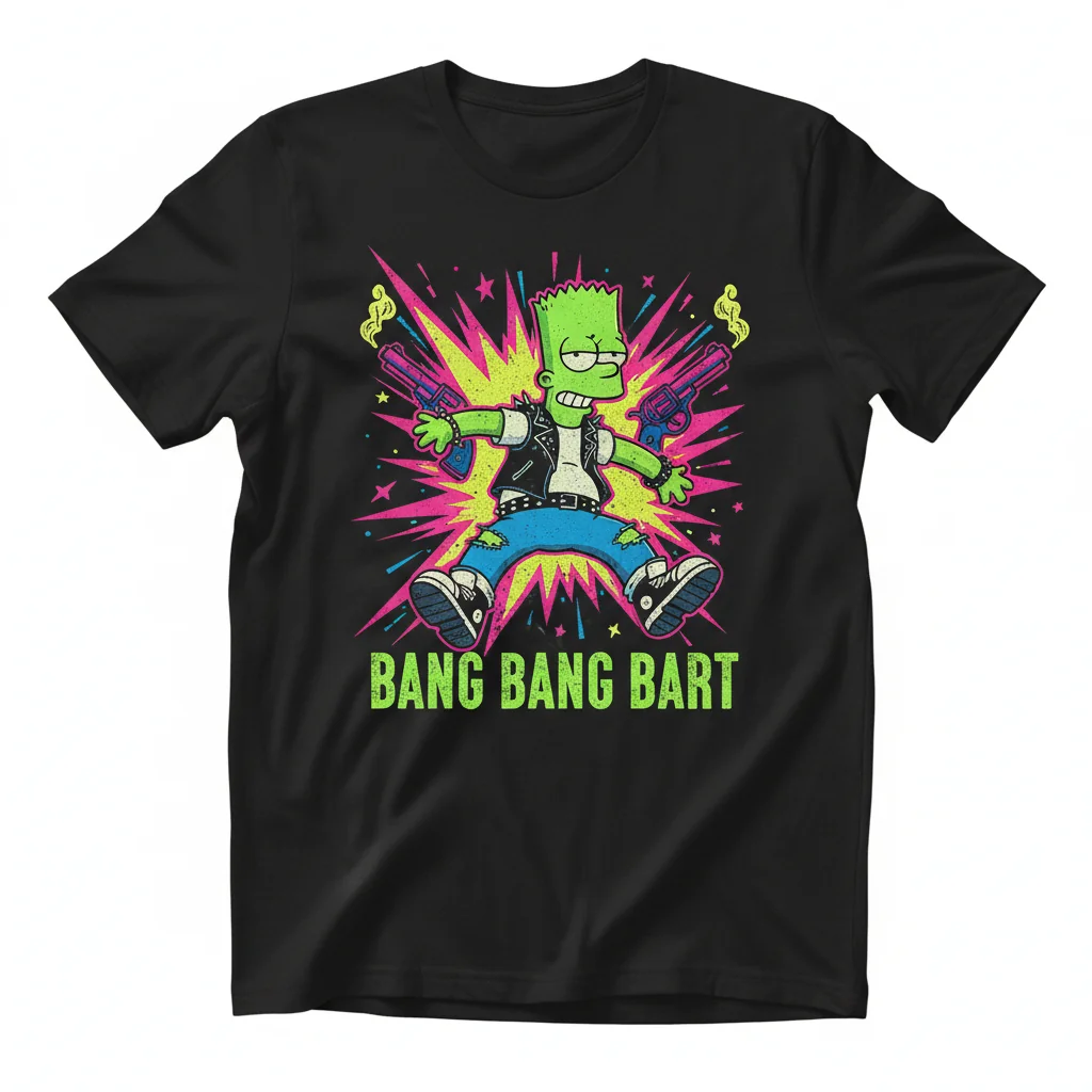 Bang Bang Bart T-Shirt | Funny Cartoon Graphic Tee, Gift for Him