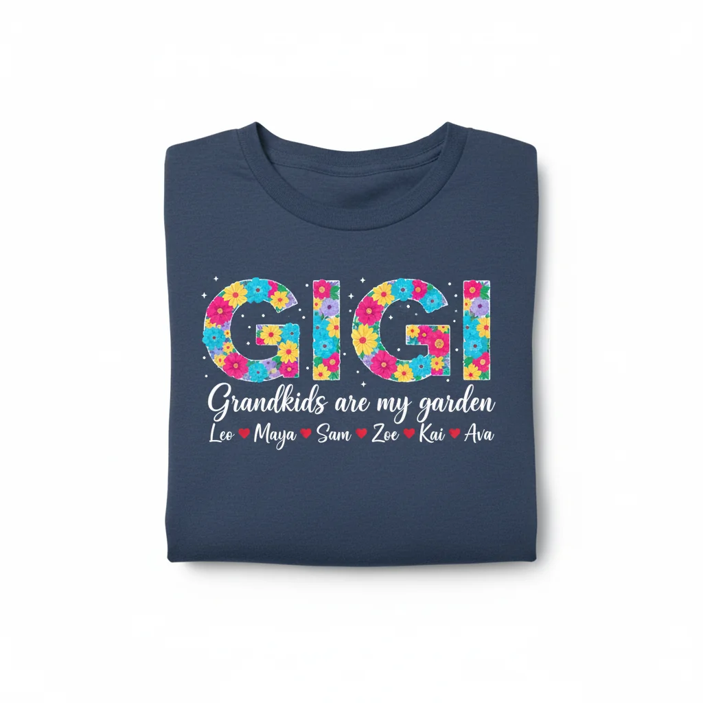 Personalized Gigi Gift T-Shirt for Grandmother with Custom Kids Names
