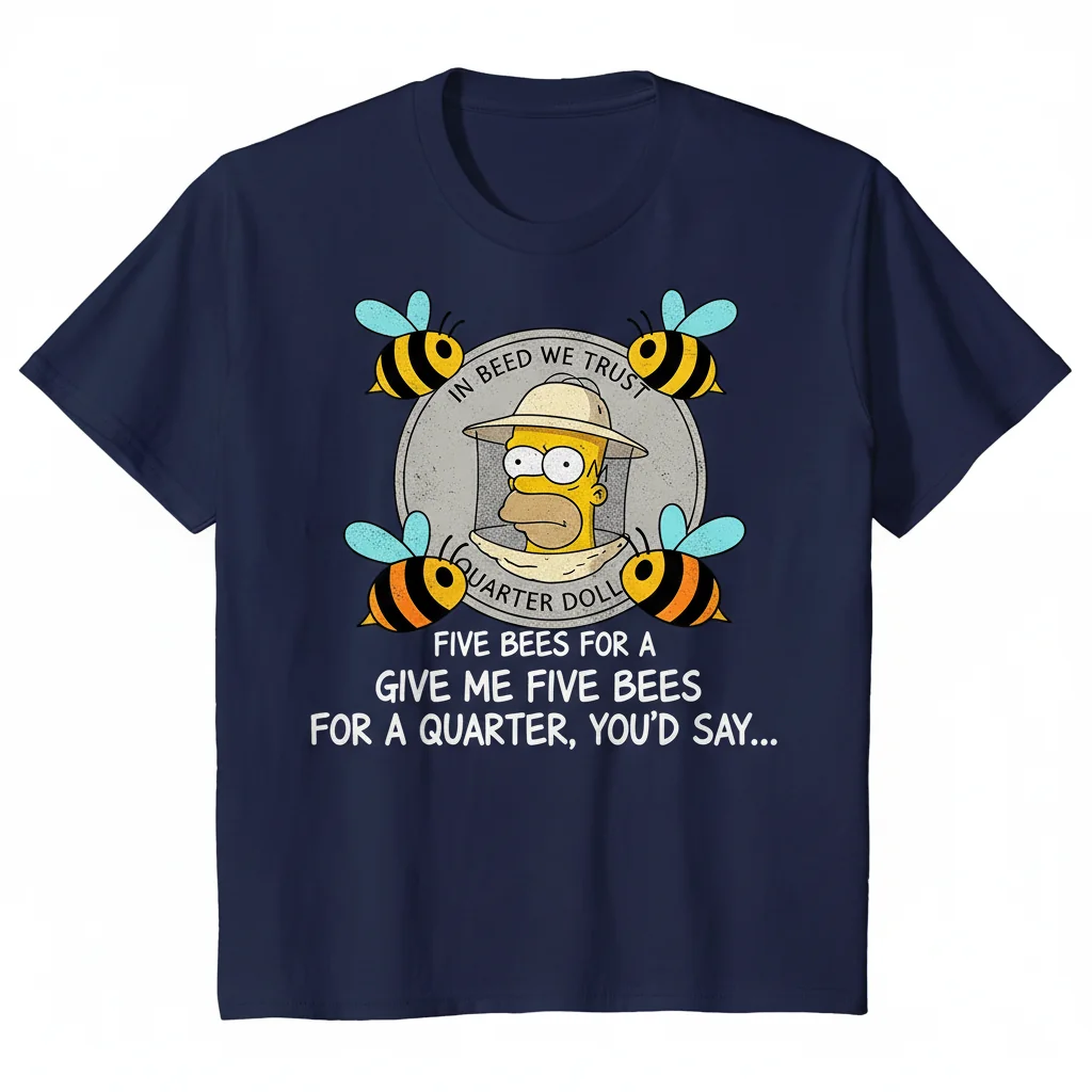 The Simpsons 'Five Bees for a Quarter' Essential T-Shirt - Ultra-Durable & Fade-Resistant
