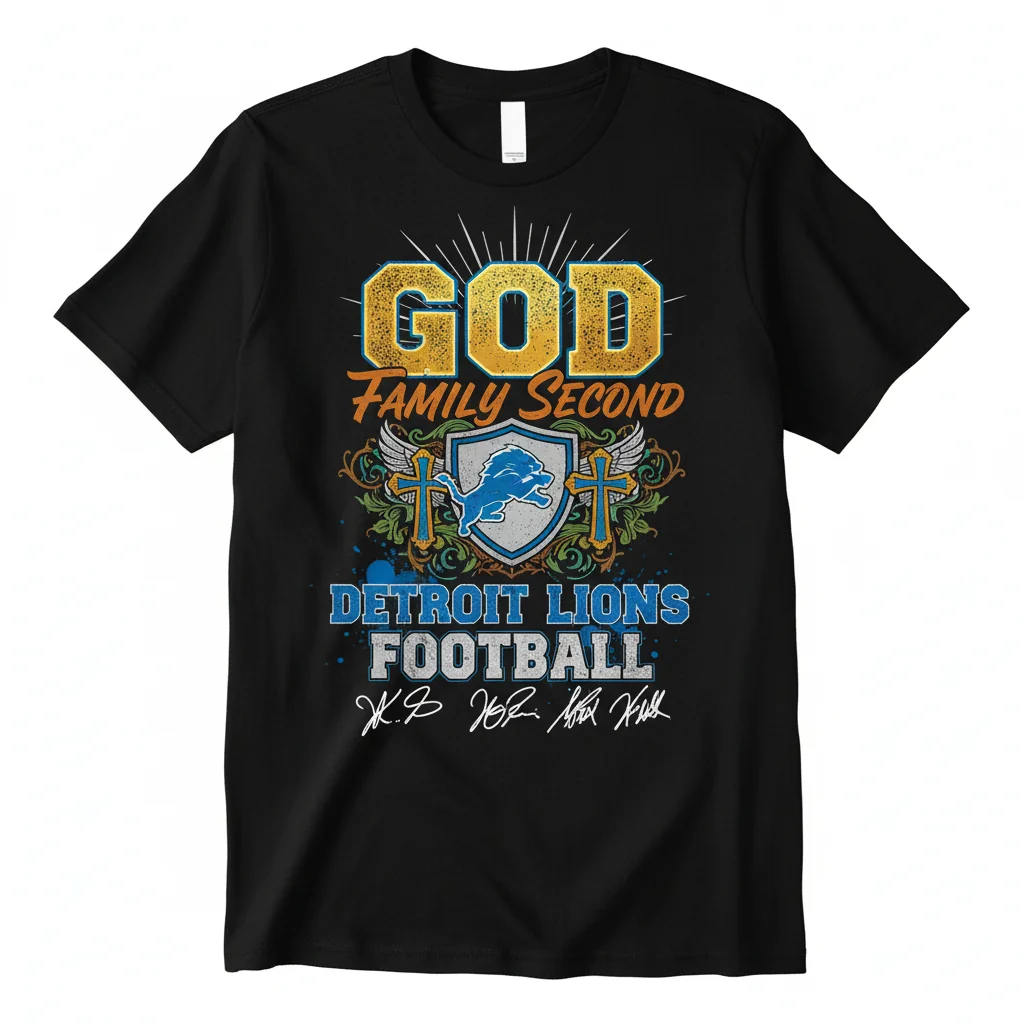 Divine Priorities: Detroit Lions Football Signatures Statement Tee