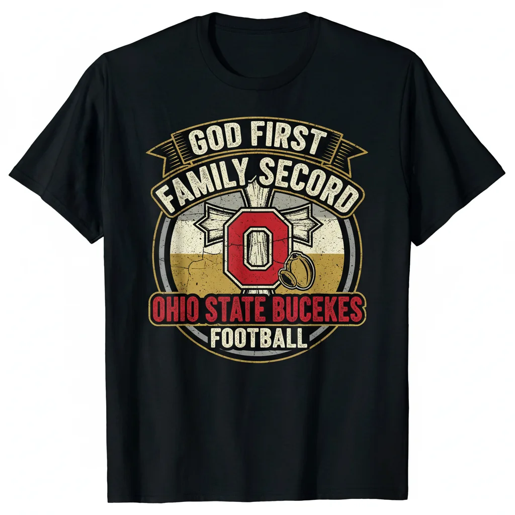 Faith, Family, & Buckeyes: The Ohio State Football Cross Tee