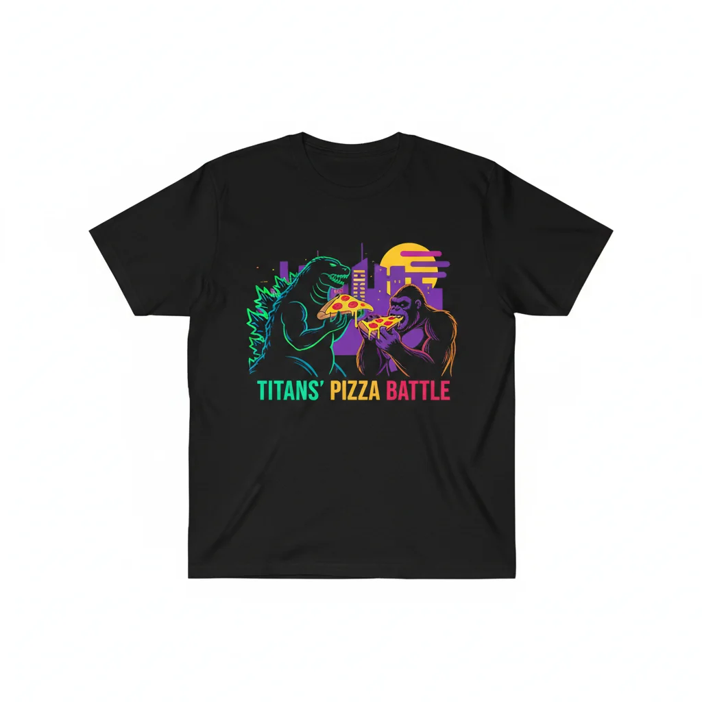 Godzilla Eating Pizza x Kong Monsterverse Inspired – Ultra-Durable & Fade-Resistant Essential T-Shirt