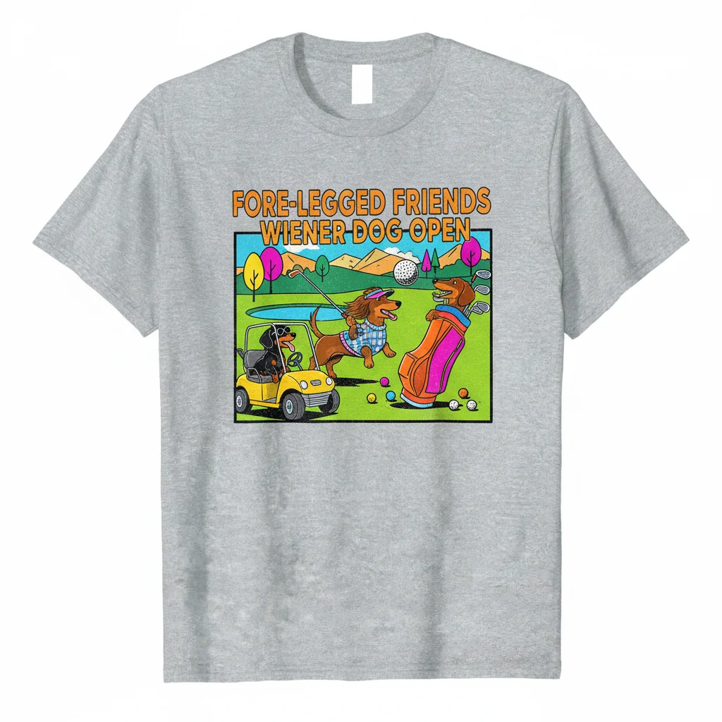 Dachshund Golf T-Shirt - Funny Wiener Dog Golfing Tee