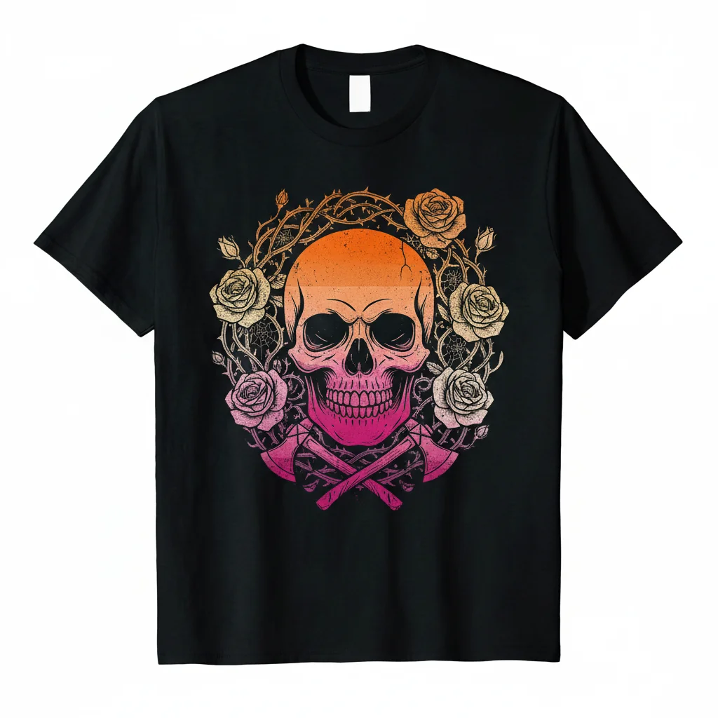 Goth Skull & Roses Pride Tee: Elevated Streetwear