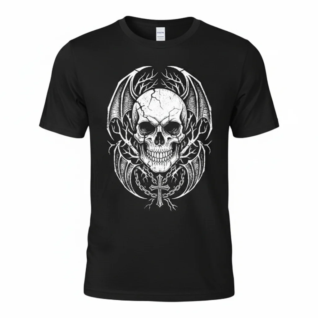 Gothic Black & White Skull Essential T-Shirt – Durable, Vibrant & Pre-Shrunk