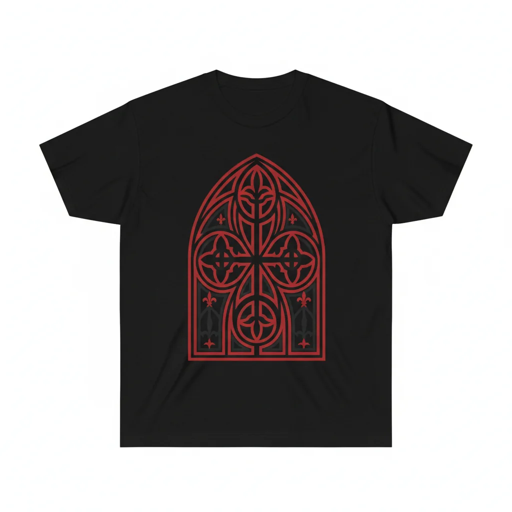 Gothic Ornamentary Black & Red Inverse Essential T-Shirt - Premium Cotton Tee