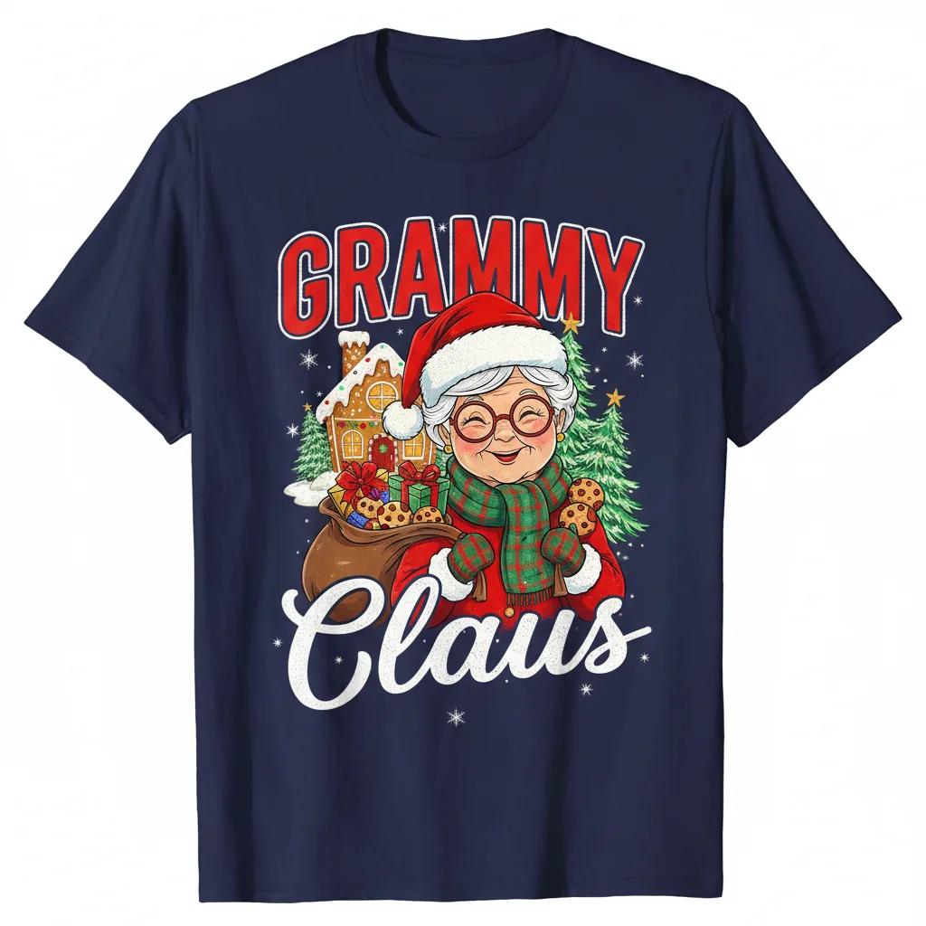 Grammy Claus Christmas T-Shirt | Durable & Fade-Resistant Holiday Gift