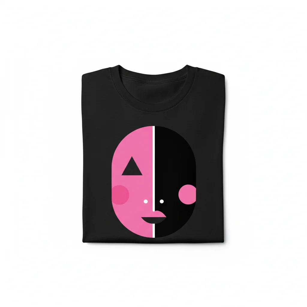 Pink & Black Face Graphic Tee