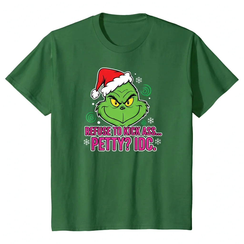 Funny Grinch Christmas 'I Refuse' Quote T-Shirt