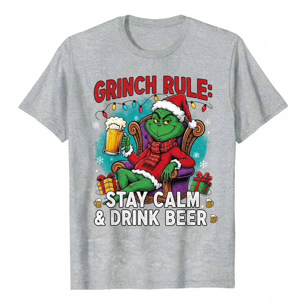 Relax & Recharge: The Grinch Rule Christmas Beer Tee