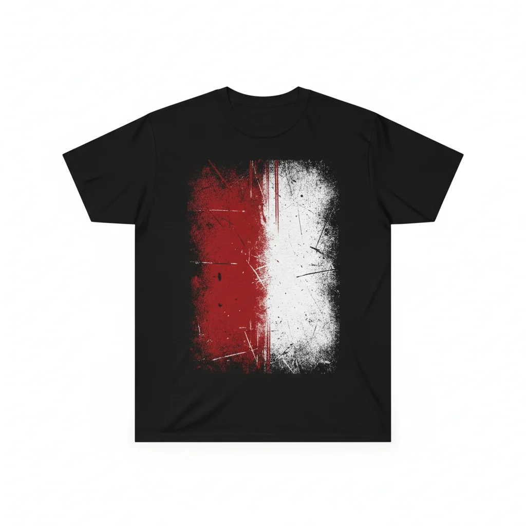 Split Tone Vertical Stripe Tee - Red & White