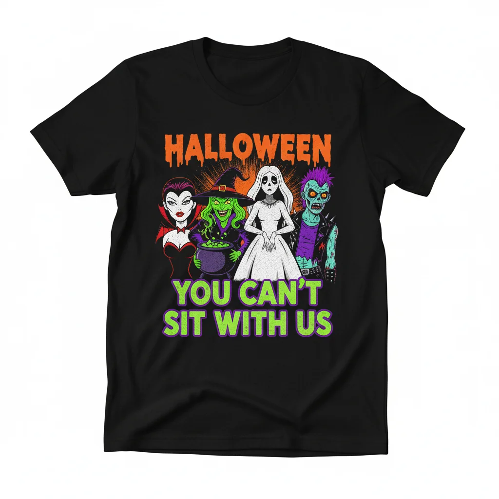 Camiseta "Halloween You Can't Sit With Us" – Diseño Divertido de Fiesta Temática