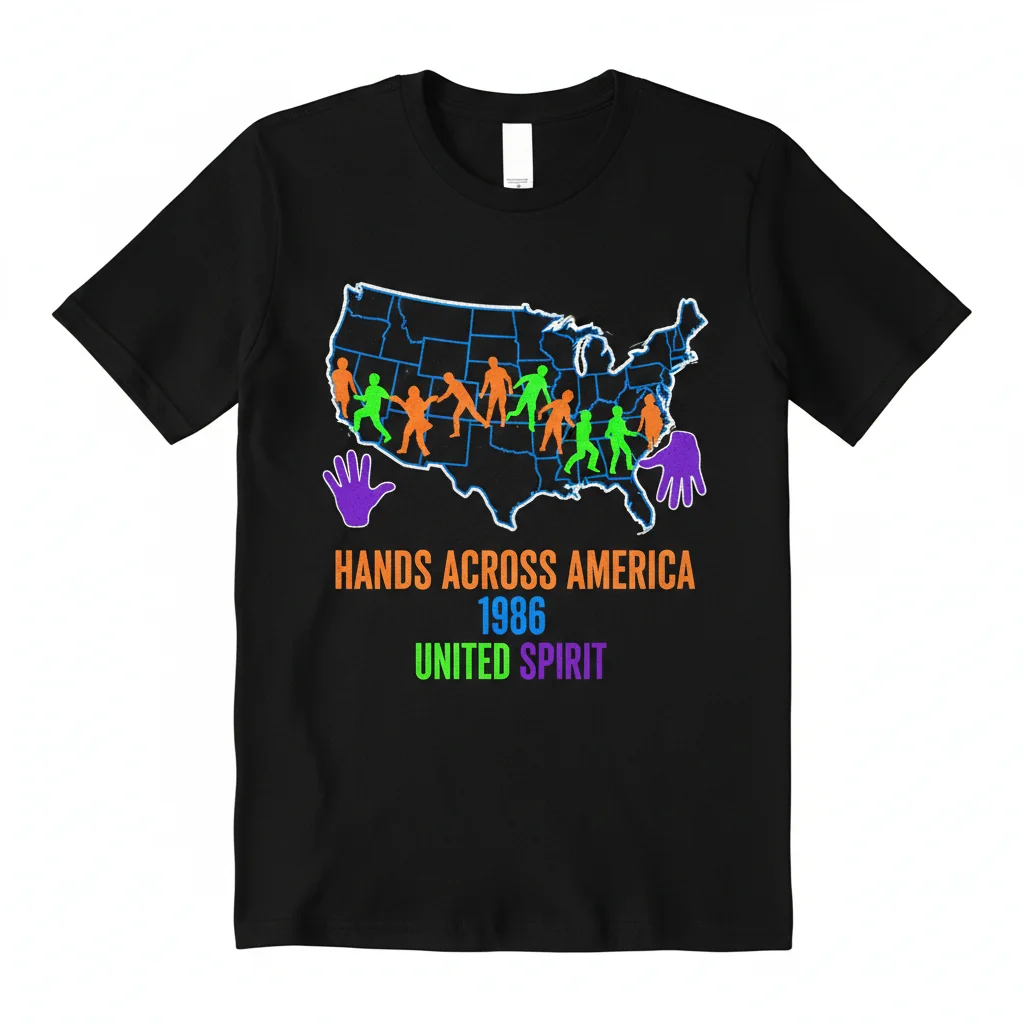 Hands Across America 1986 'Us' Variant Essential T-Shirt – Commemorative Soft Ring-Spun Cotton Tee