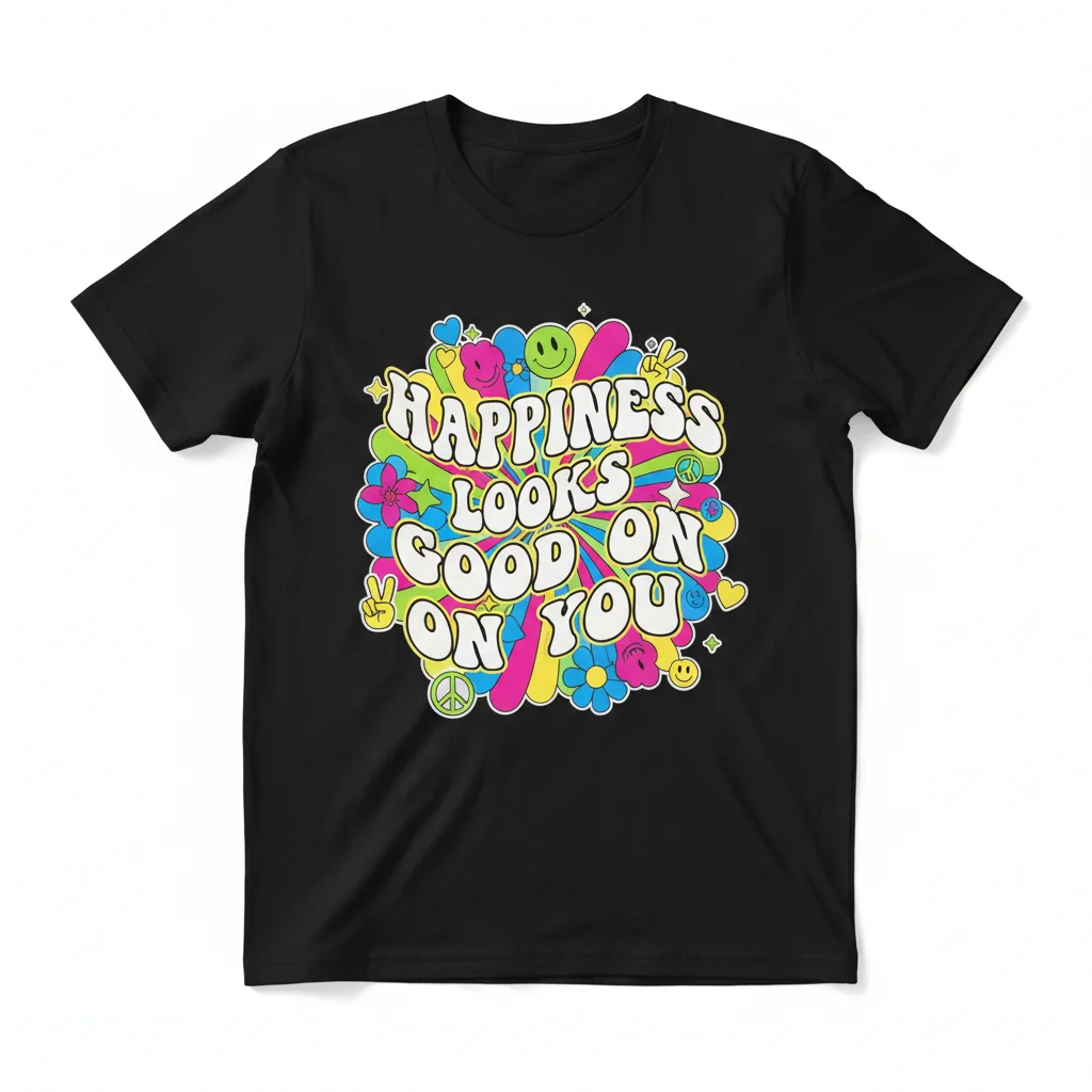 Good Vibes Tee: 'Happiness Looks Good' Essential Streetwear