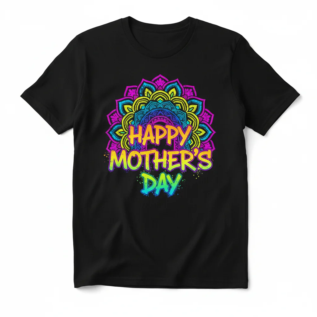 Happy Mother's Day Graffiti Rainbow Psychedelic Mandala T-Shirt