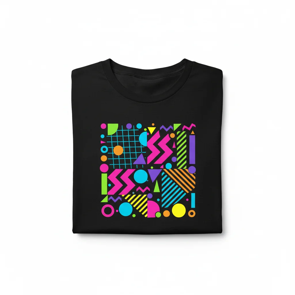 Felice Neon Anni '80 Memphis Milano Design Party T-Shirt Essenziale Uomo/Donna