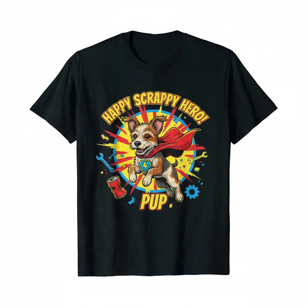 Happy Scrappy Hero Pup Essential T-Shirt - Premium Cotton Graphic Tee for Men & Women