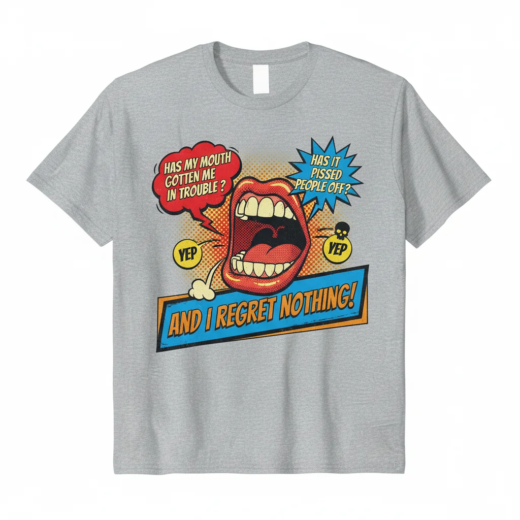 Statement "Has My Mouth Gotten Me in Trouble Yep Has It Pissed People Off Yep" T-Shirt - Bold Graphic Tee