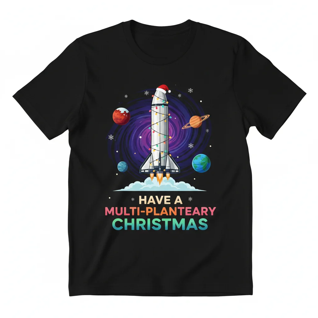 Starship Christmas Tee: Multi-Planetary Holiday Vibes