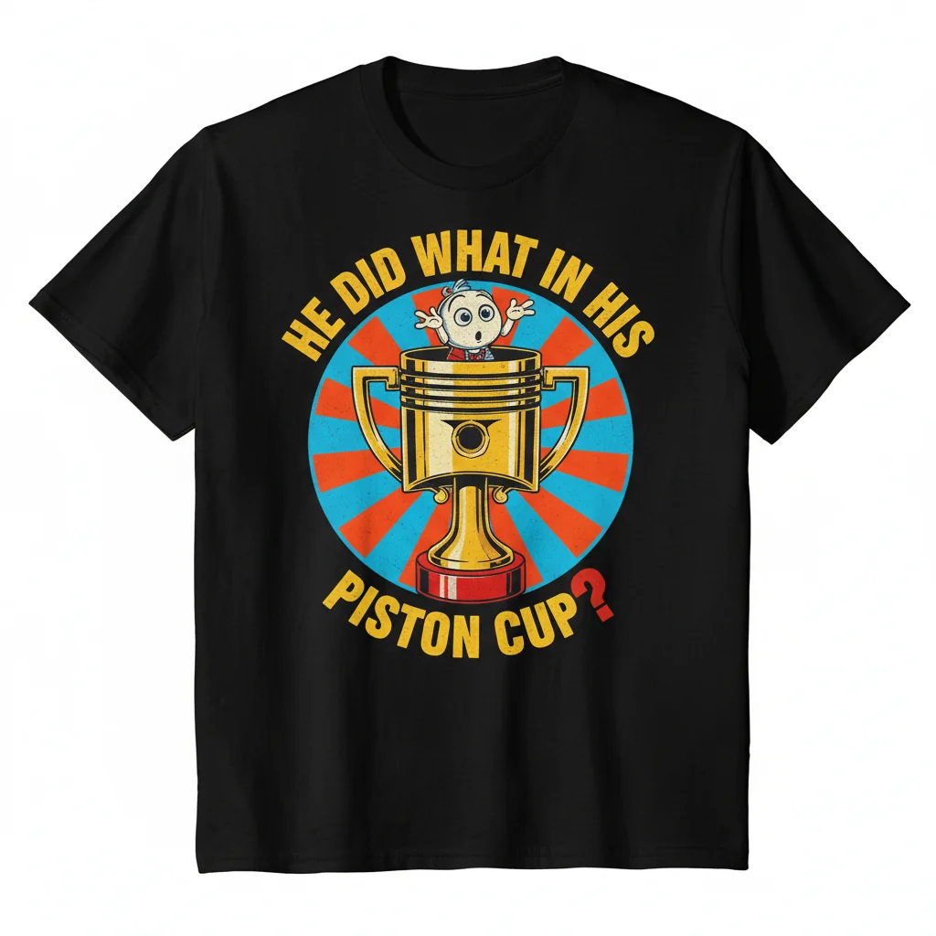 He Did What In His Piston Cup - Durable, Pre-Shrunk Essential T-Shirt